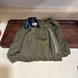Blue Ice Olive Green Joggers with Zipper Detail
